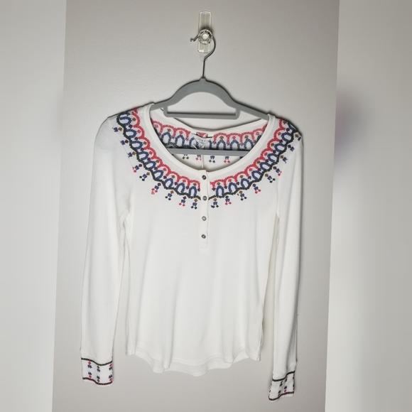 Lucky Brand Front Buttons Embroidered Long Slevees - Picture 4 of 11